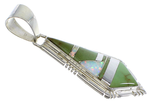 Genuine Sterling Silver Turquoise And Opal Pendant AX48210